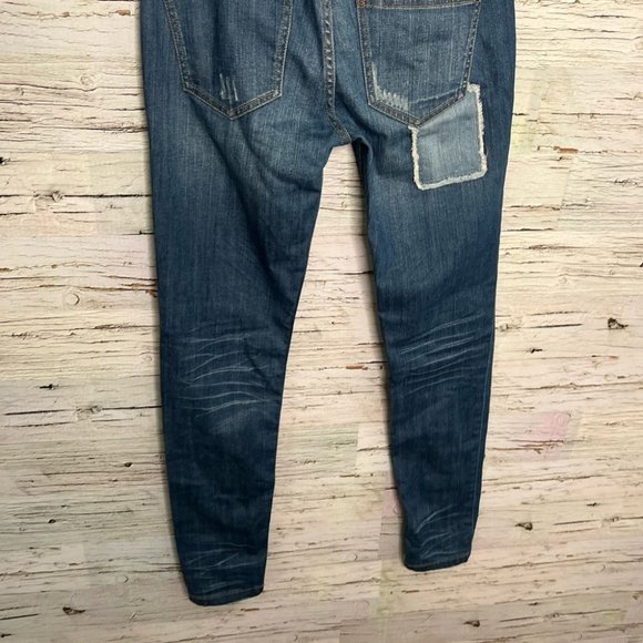 Free People Haynes Patchwork Crochet Jeans size 26 dark wash boho unique lace - Picture 7 of 8